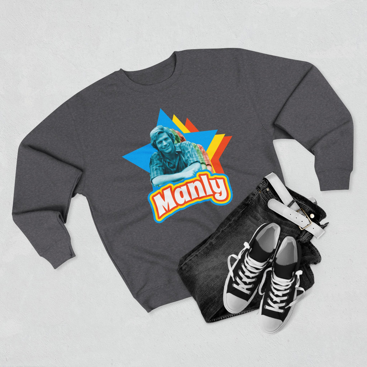 Manly Retro Star Sweatshirt — Graphic Crewneck