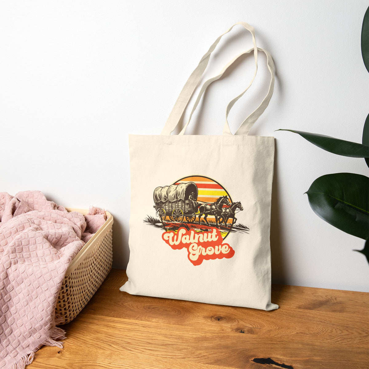 Walnut Grove Covered Wagon Canvas Tote Bag