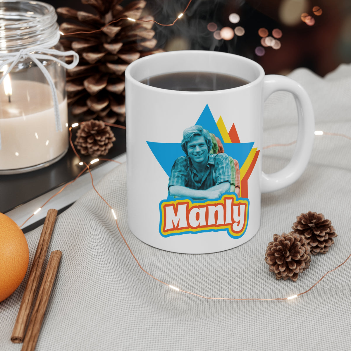 Manly Retro Star Mug - 11oz Ceramic