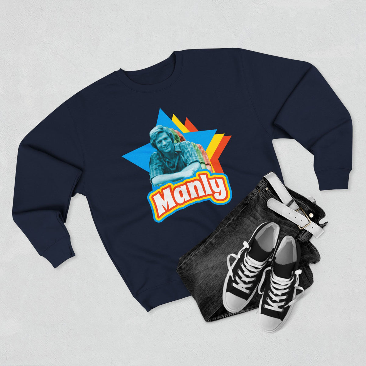 Manly Retro Star Sweatshirt — Graphic Crewneck