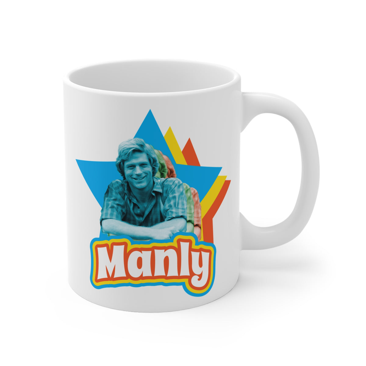 Manly Retro Star Mug - 11oz Ceramic